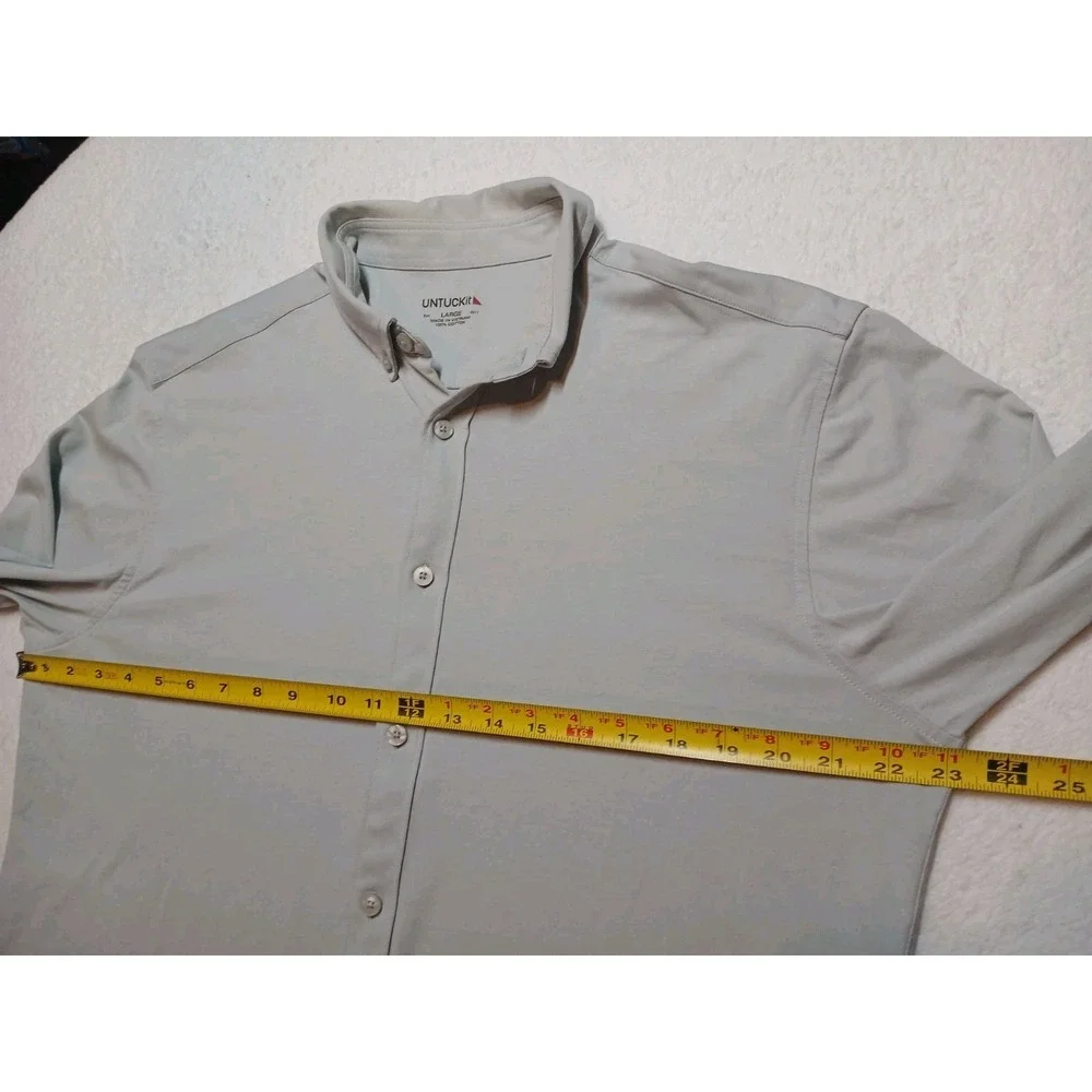 UNTUCKit Shirt Mens Large Gray Wrinkle Free Cotton Long Sleeve Button Up Casual
